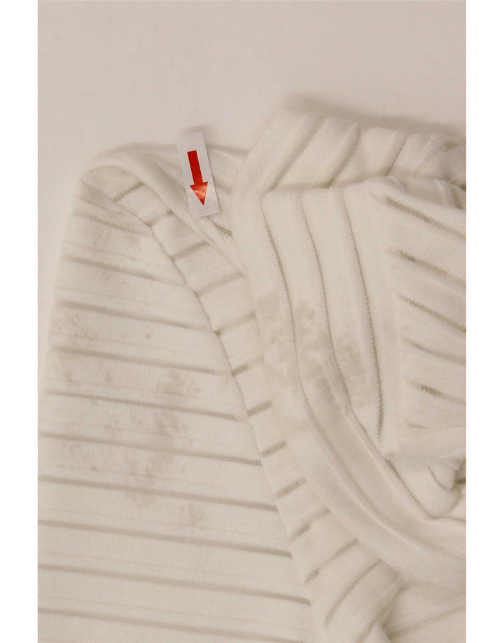 Top manica lunga da donna Marks & Spencer UK 10 piccolo gessato bianco