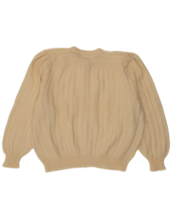 Maglione cardigan da donna vintage UK 18 XL Beige