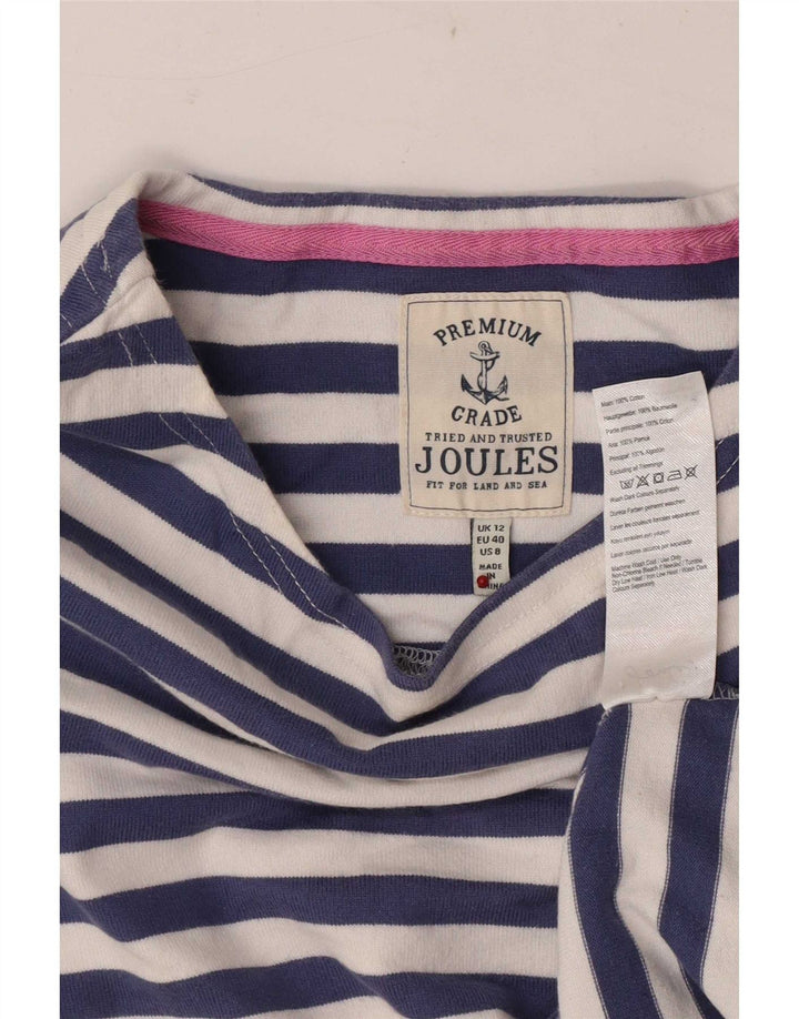 Joules Maglia regolare da donna con maniche a 3/4 UK 12 Cotone a righe blu medio
