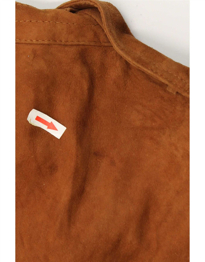 Giubbotto bomber in pelle scamosciata vintage da uomo UK 40 grande in pelle beige