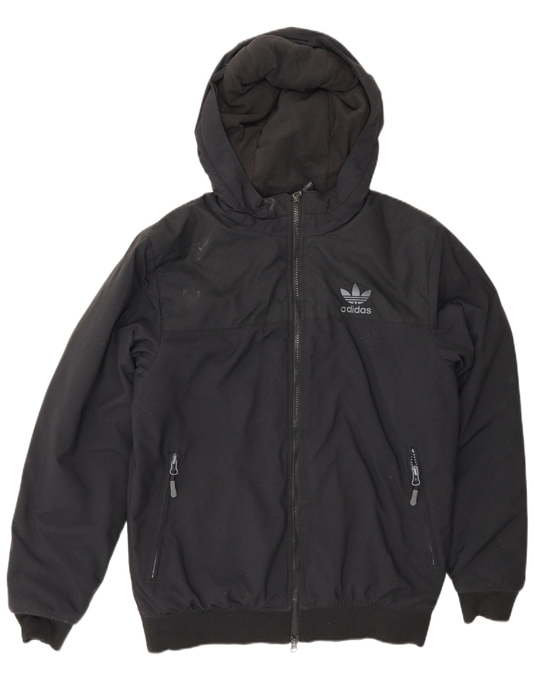 Giubbotto bomber con cappuccio da uomo Adidas UK 36 piccolo poliestere nero