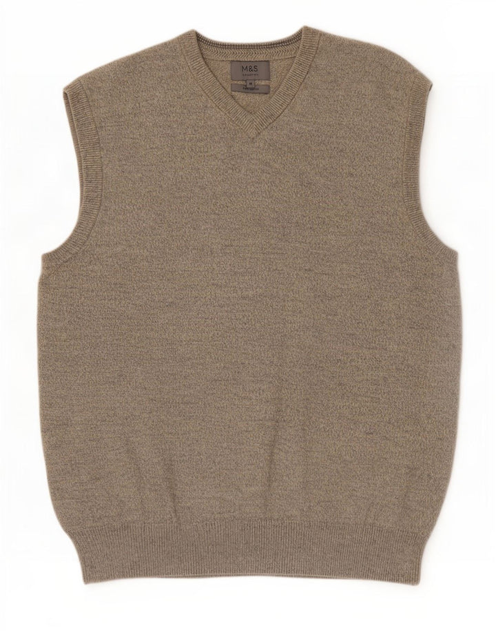Canotta da uomo Marks & Spencer Canotta in cotone chiazzato beige medio