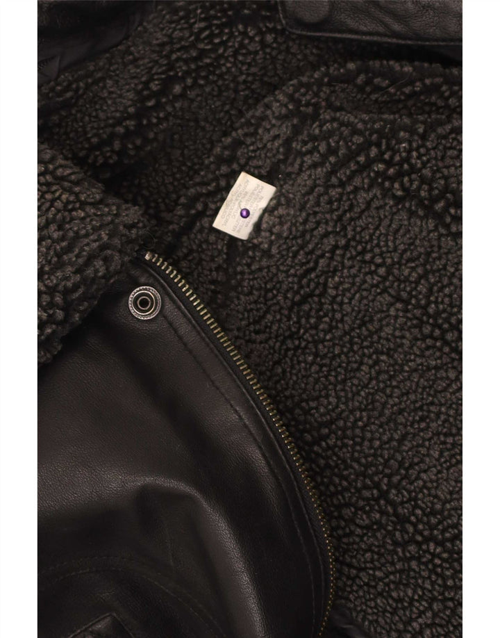 Giubbotto bomber vintage da uomo in ecopelle UK 40 grande poliestere nero