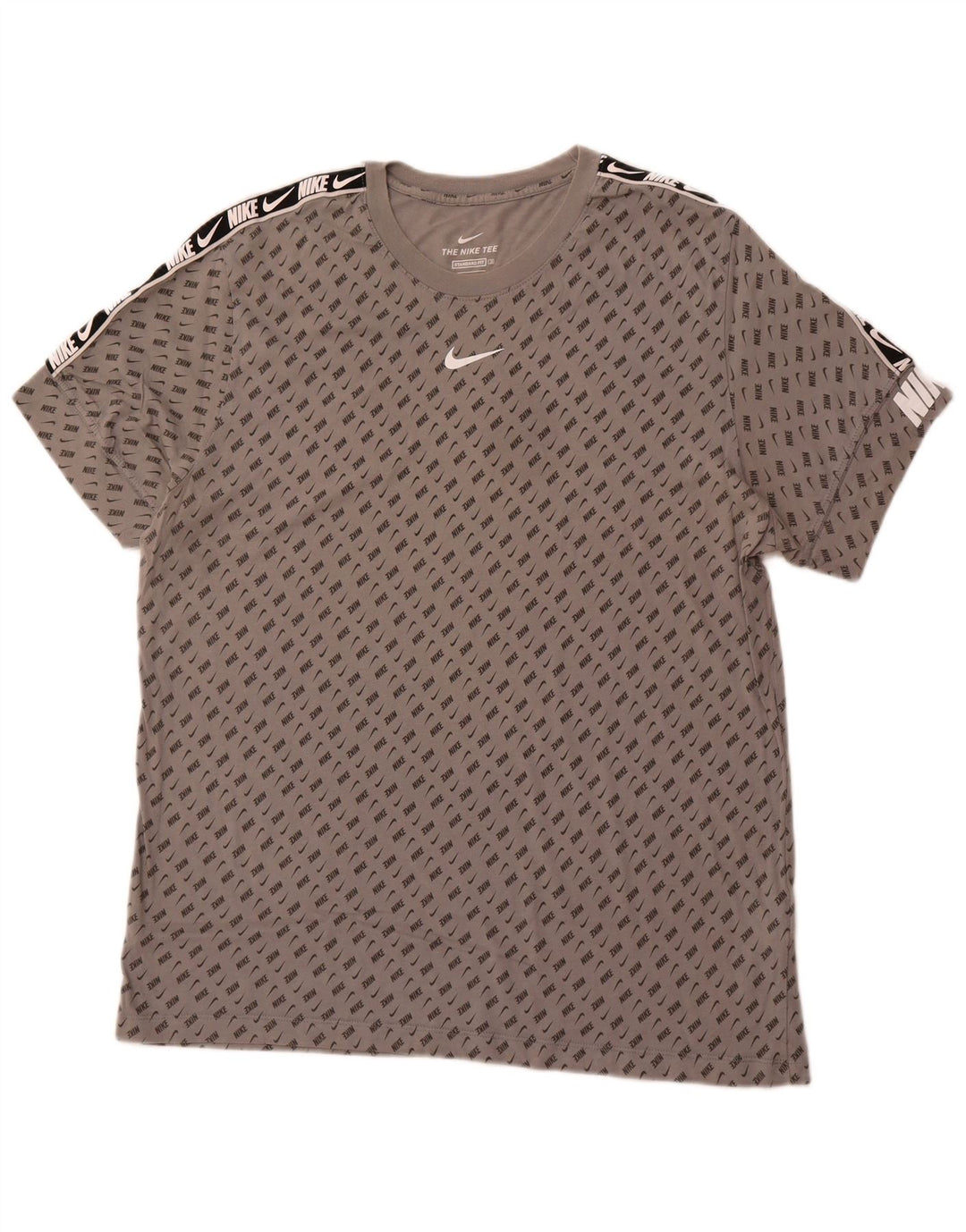 NIKE T-shirt grafica da uomo con vestibilità standard, XL, in cotone color block grigio