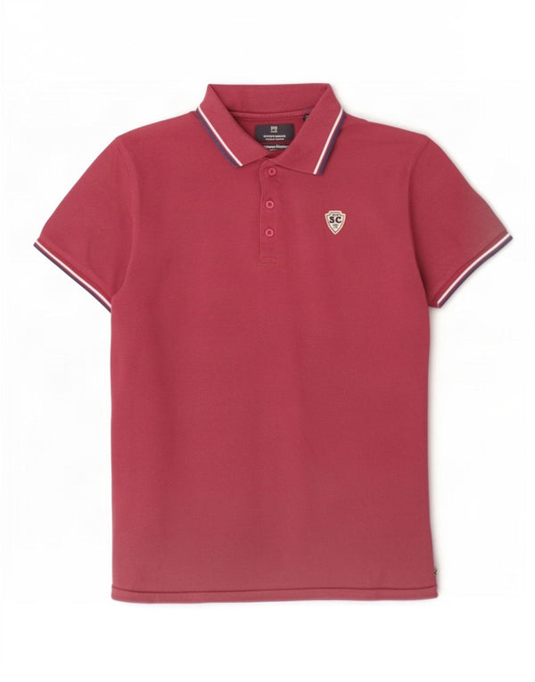 Polo da uomo Scotch & Soda grande in cotone a righe rosse