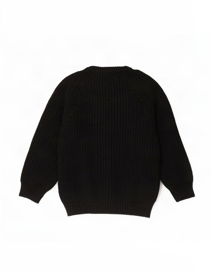 The Sweater Shop Maglione da uomo con scollo a barca medio nero in lana vergine