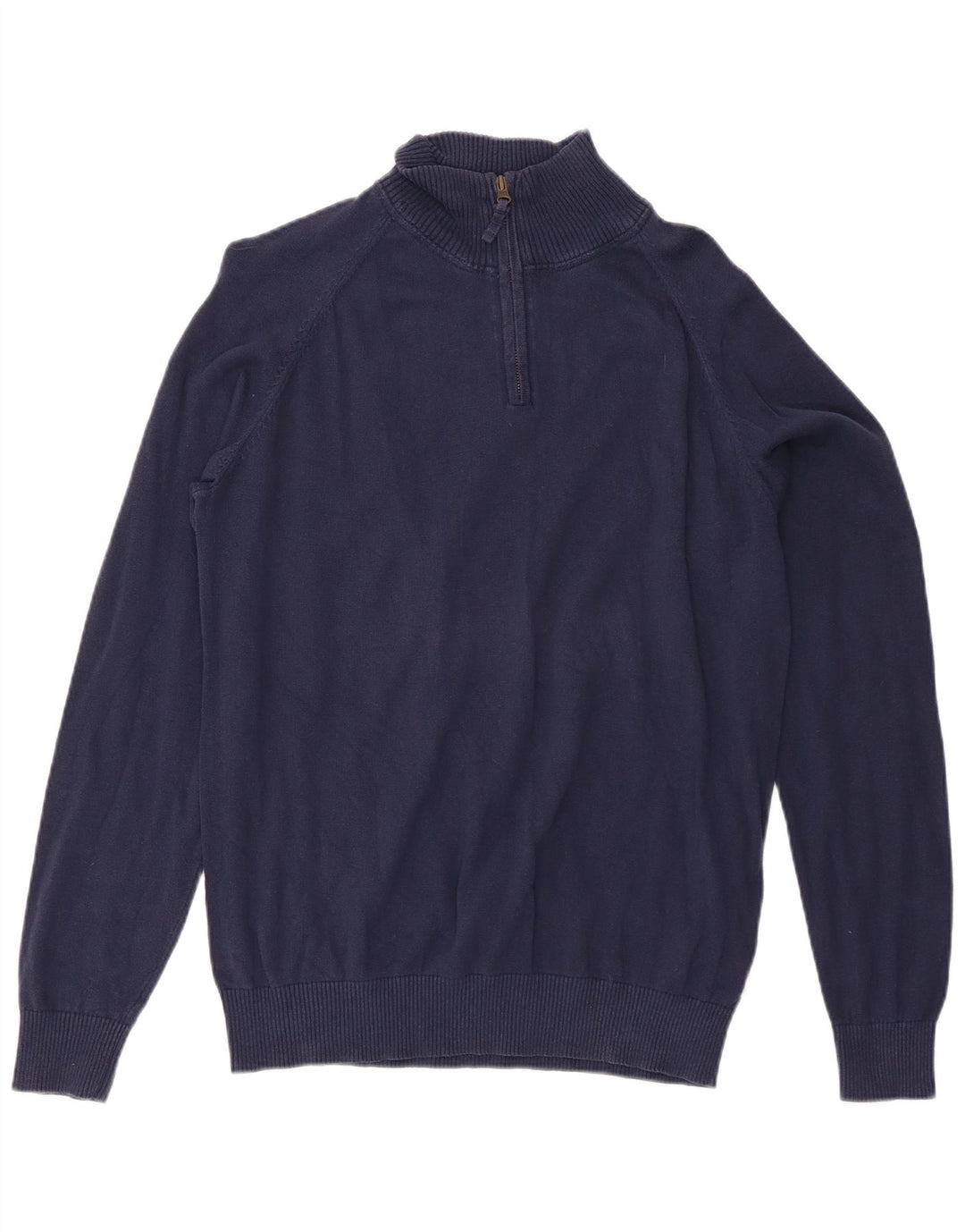Timberland Maglione da uomo con vestibilità regolare e collo con zip, grande, in cotone blu navy