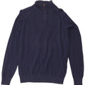 Timberland Maglione da uomo con vestibilità regolare e collo con zip, grande, in cotone blu navy