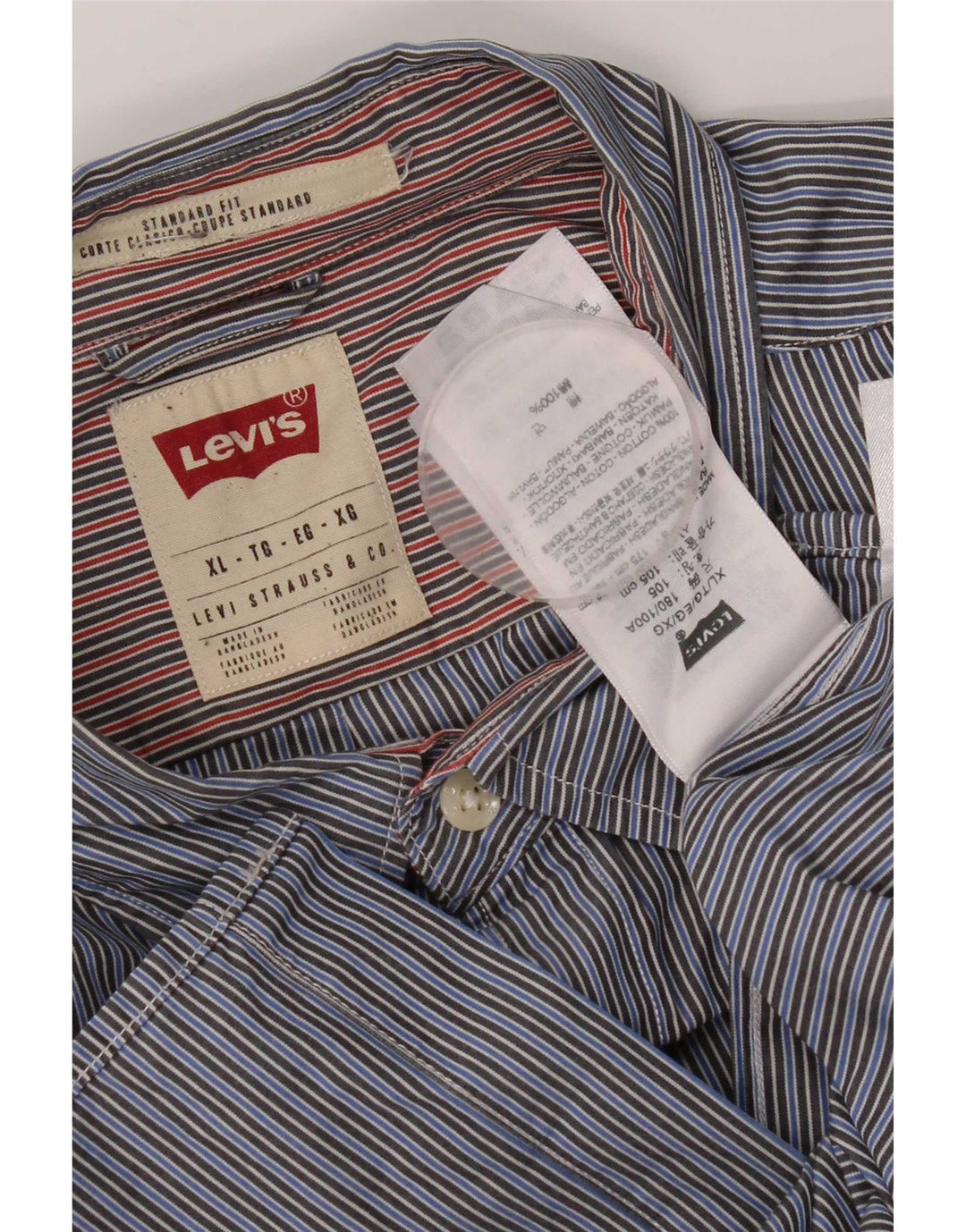 Camicia Levi's da uomo vestibilità standard XL in cotone a righe blu