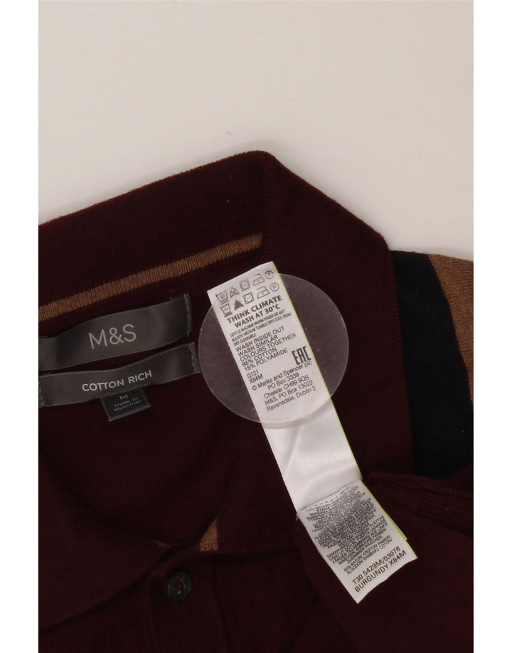 MARKS & SPENCER Maglione da uomo con collo alto color block bordeaux medio