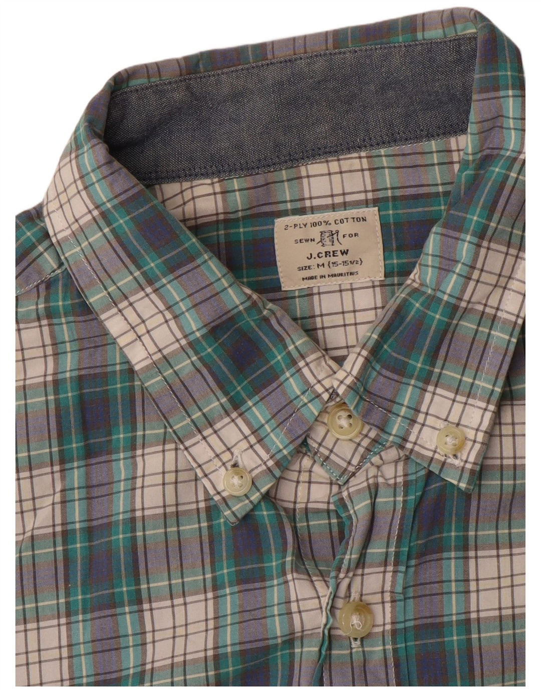 Camicia da uomo J. CREW taglia 15 1/2 cotone a quadri verde medio
