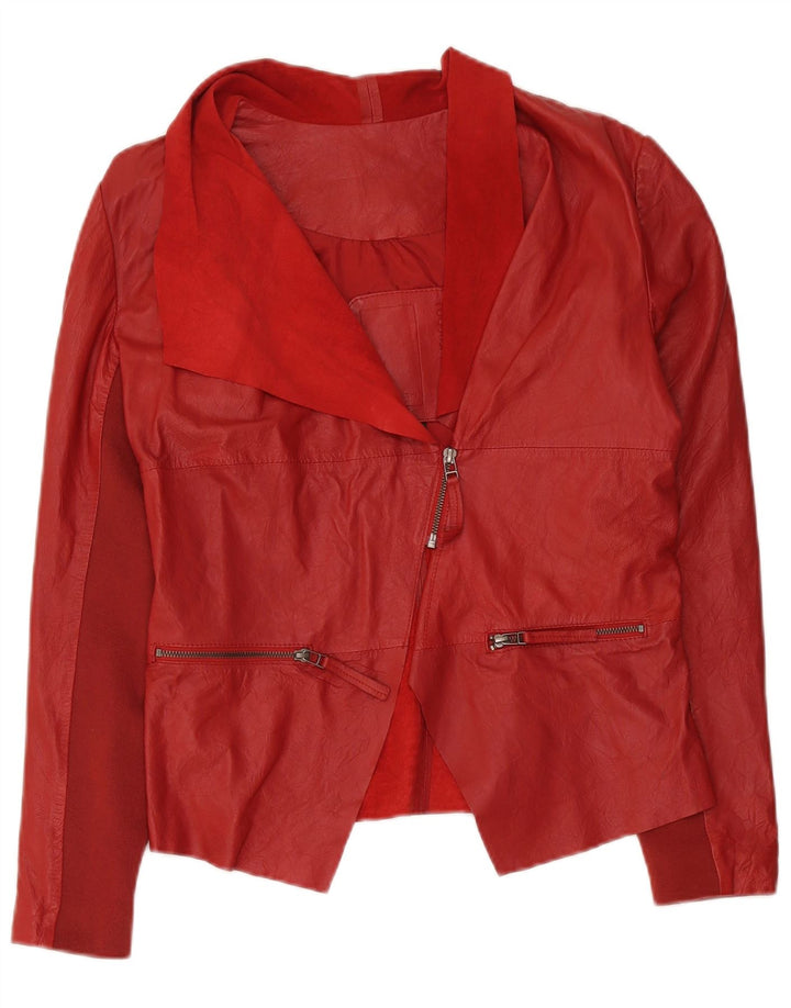 Giacca blazer in pelle da donna Cigno Nero IT 42 rosso medio