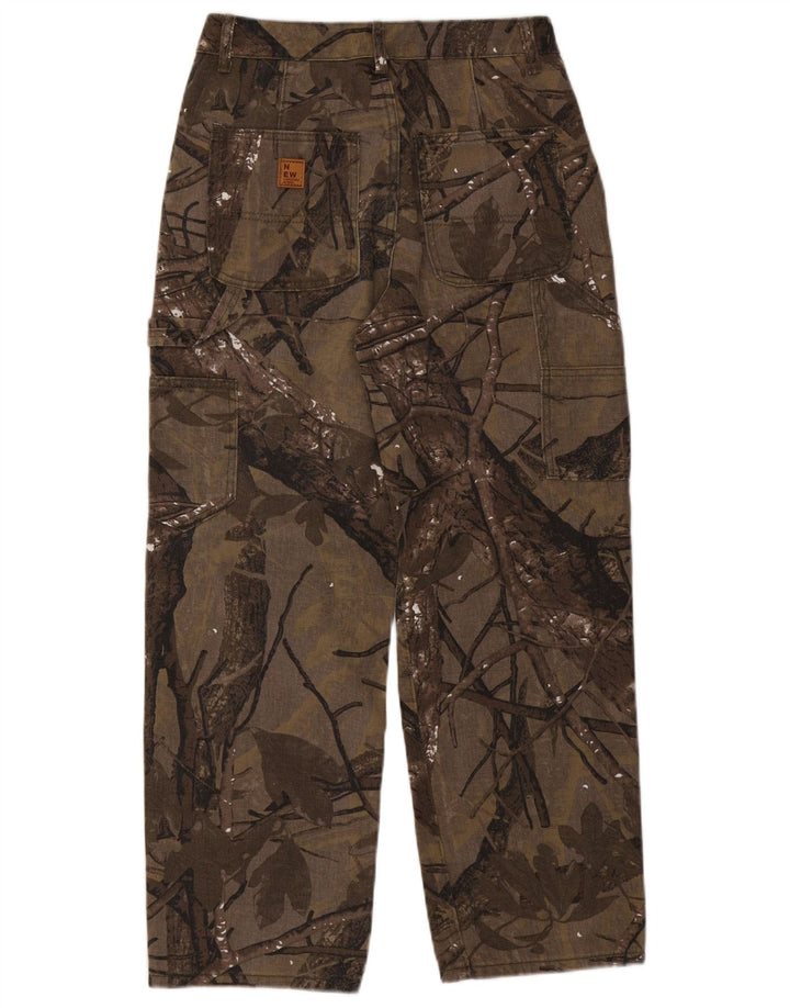 Pantaloni cargo dritti da uomo VINTAGE medi W30 L27 marrone floreale