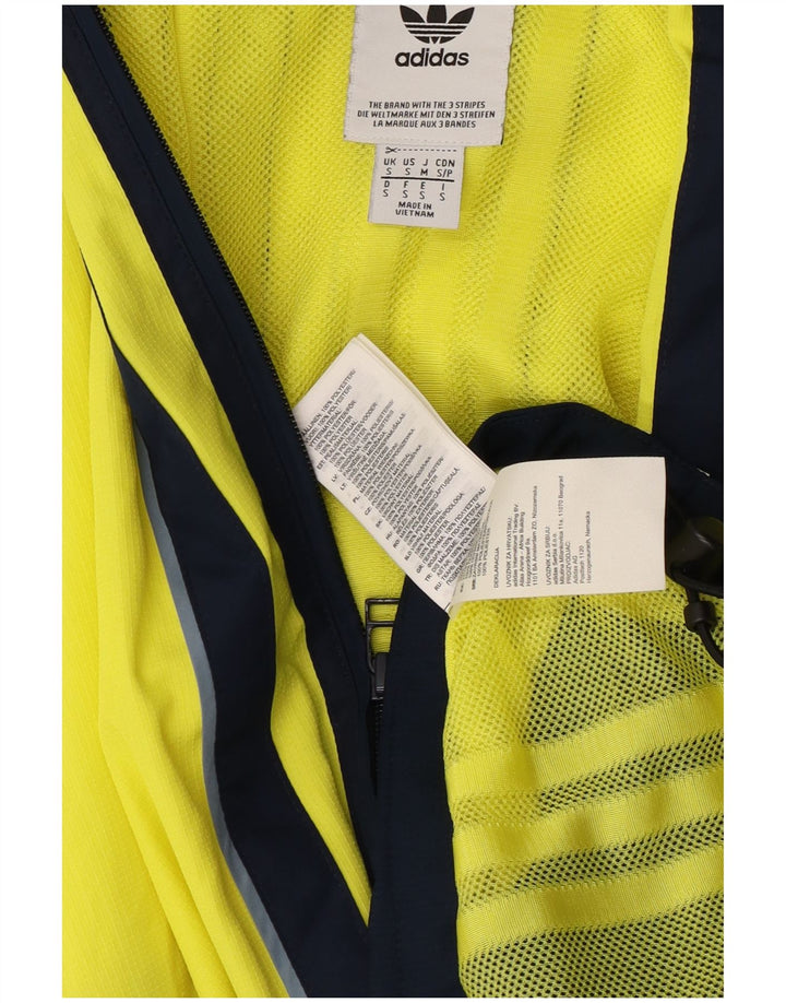 Adidas Giacca antipioggia da uomo con cappuccio pullover UK 36 Small Yellow Colourblock