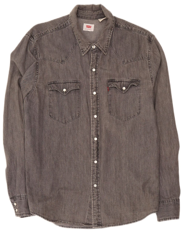 Camicia di jeans da uomo Levi's in cotone grigio medio