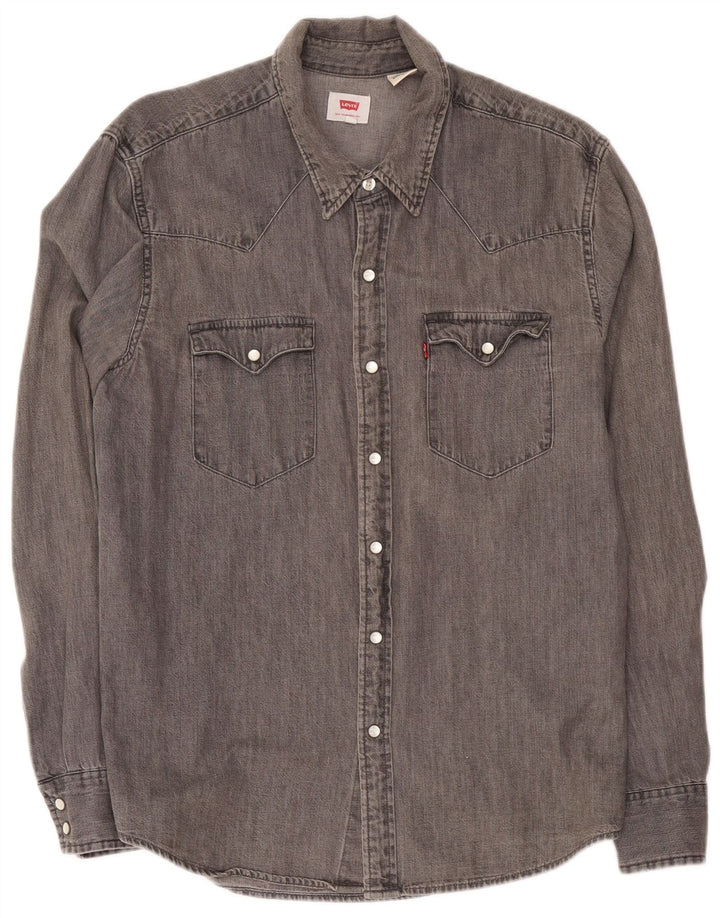 Camicia di jeans da uomo Levi's in cotone grigio medio