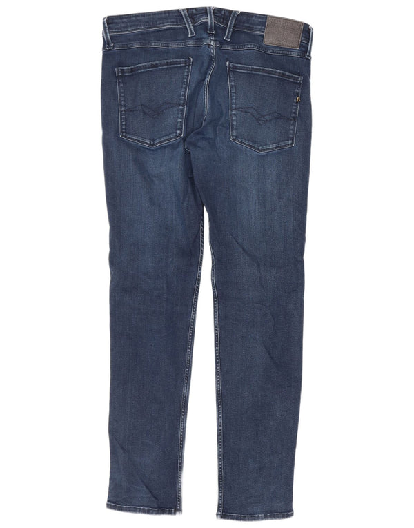 Replay Jeans Anbass Slim da Uomo W36 L32 Cotone Blu Navy