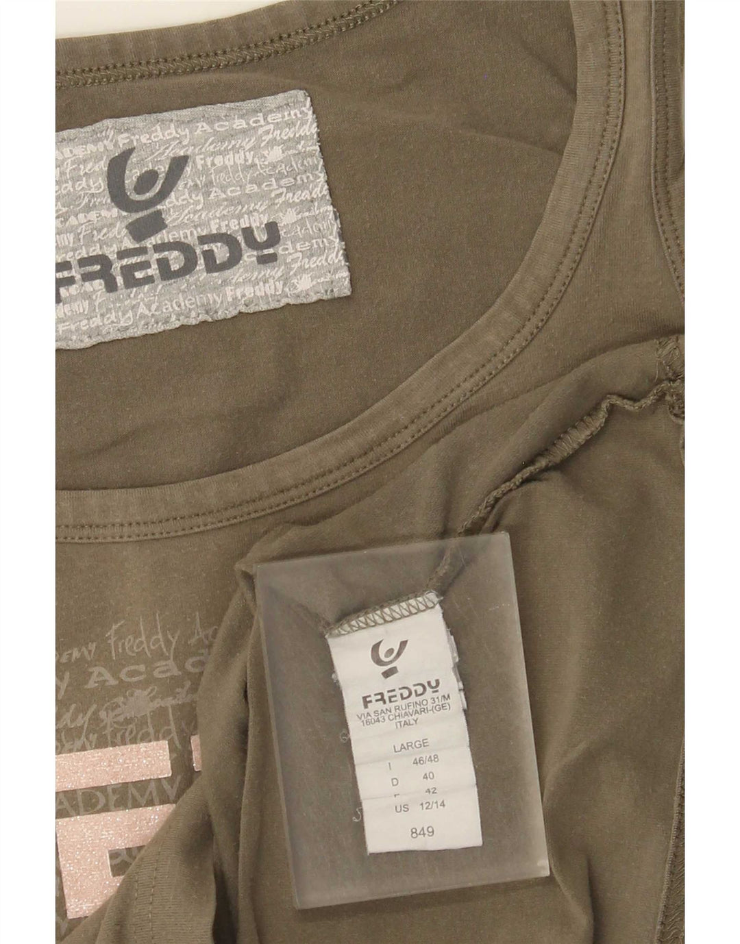 Canotta grafica da donna Freddy IT 46/48 Large in cotone kaki