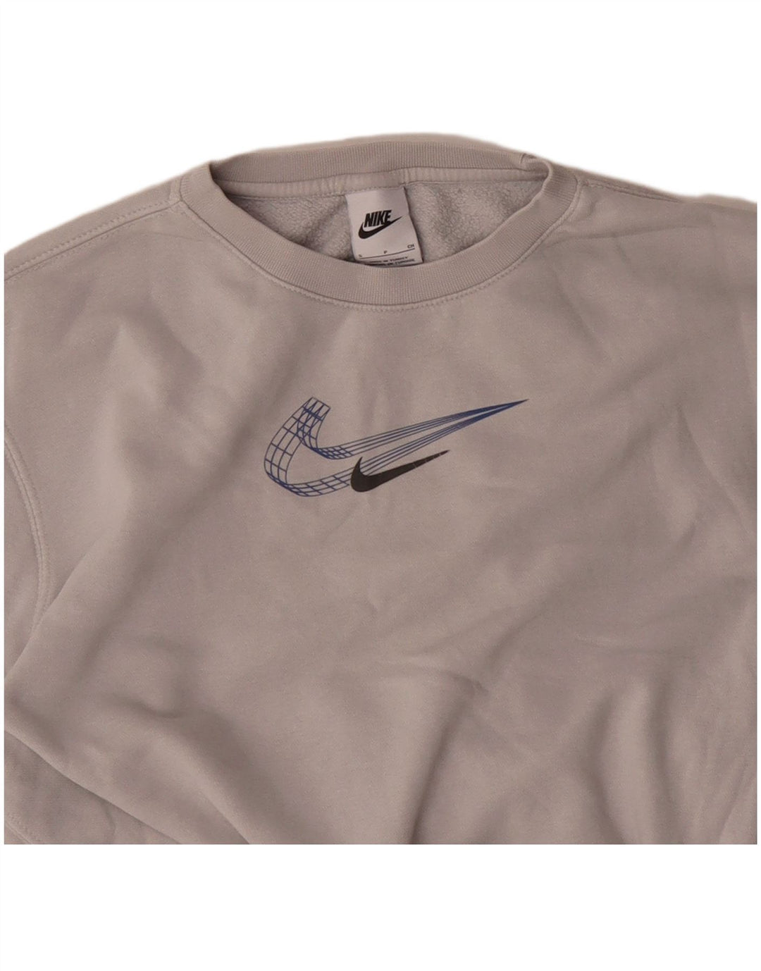Felpa da donna NIKE maglione UK 8 piccolo cotone grigio