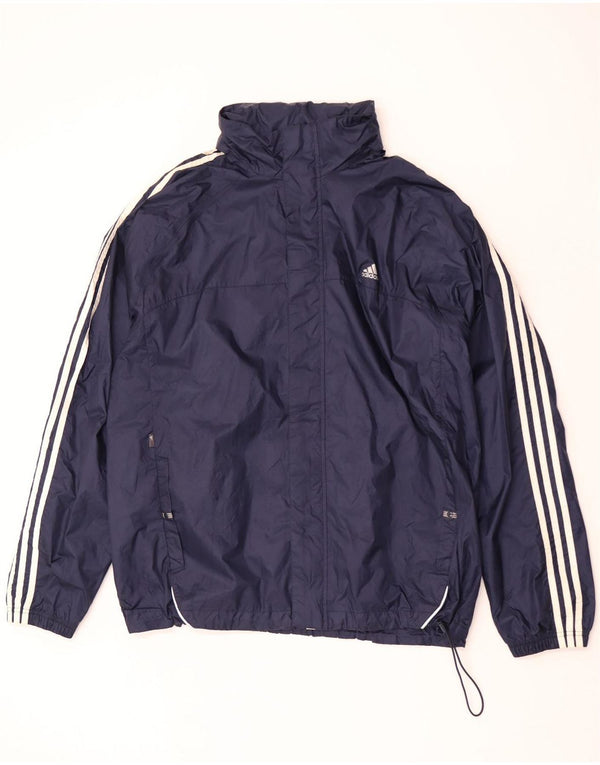 Giacca a Pioggia con Cappuccio da Uomo Adidas UK 42 XL Blu Navy Nylon