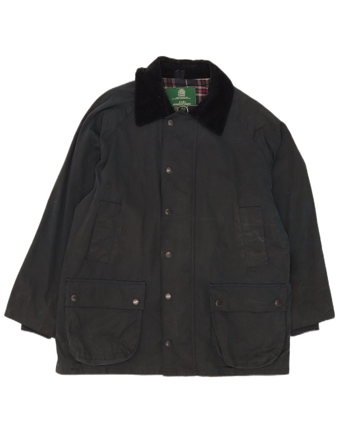 Giacca da uomo in cotone cerato Zara UK 38 Cotone medio blu navy