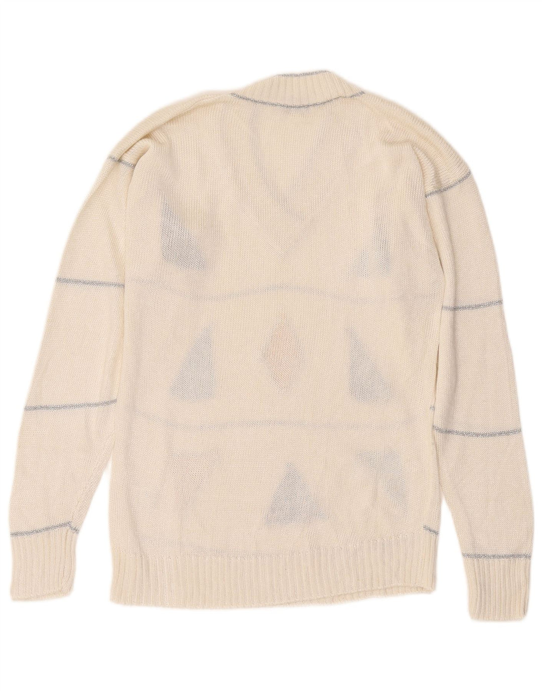 Mc. Maglione da donna con scollo a V Dowell IT 46 Large Viscosa geometrica bianca
