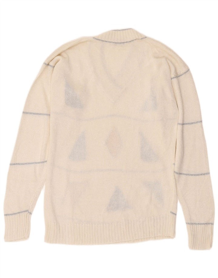 Mc. Maglione da donna con scollo a V Dowell IT 46 Large Viscosa geometrica bianca