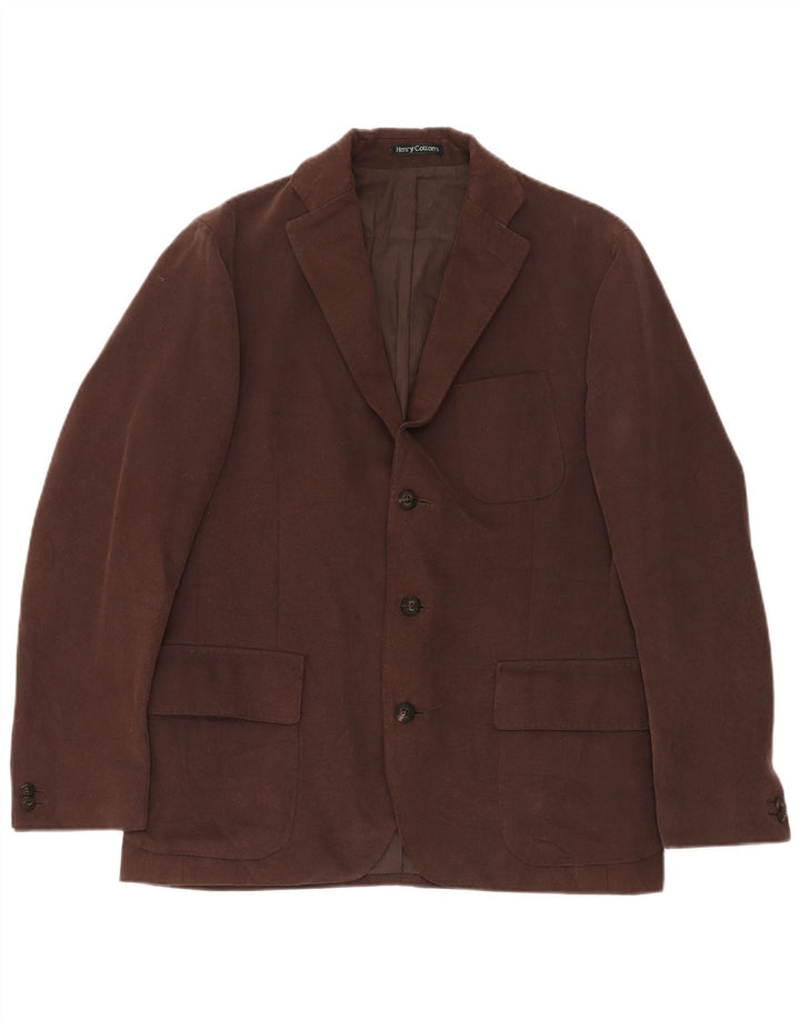 Giacca blazer da uomo a 3 bottoni Henry Cottons IT 48 Cotone marrone medio