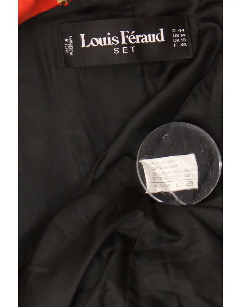 LOUIS FERAUD Womens 2 Button Blazer Jacket UK 18 XL  Red Angora Vintage Louis Feraud and Second-Hand Louis Feraud from Messina Hembry 