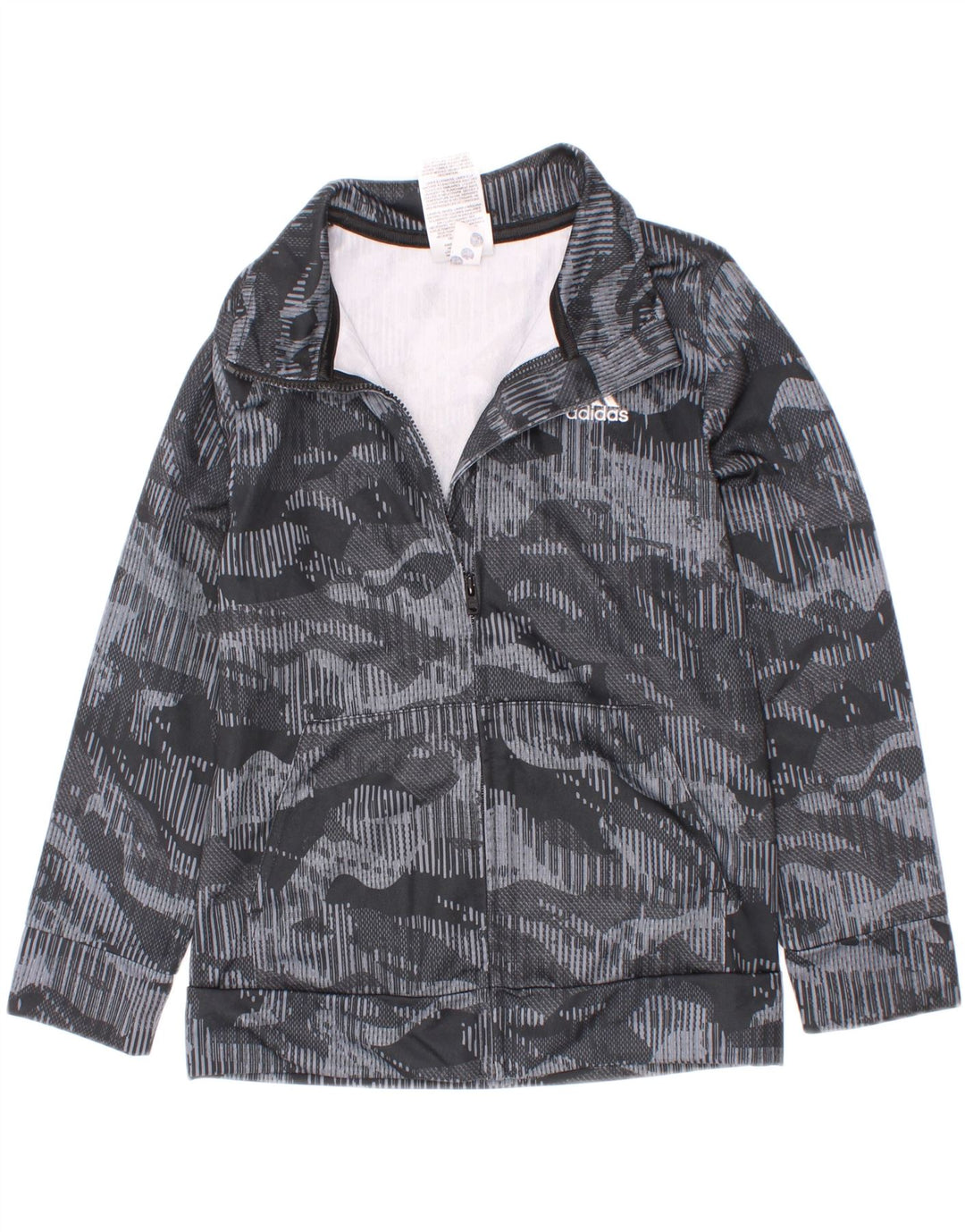Giacca da tuta da ragazzo Adidas 5-6 anni in poliestere mimetico grigio