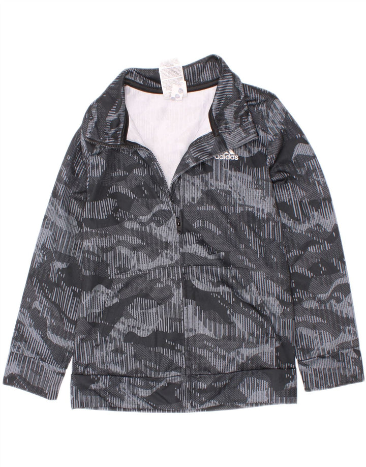 Giacca da tuta da ragazzo Adidas 5-6 anni in poliestere mimetico grigio