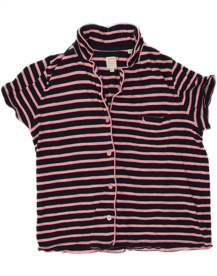 JACK WILLS Camicia da donna Camicetta UK 12 Medio a righe blu navy