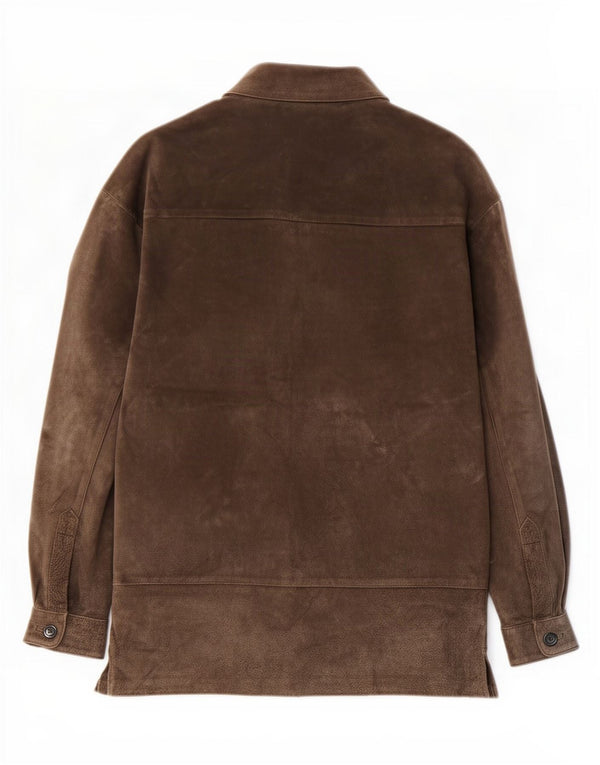 Giacca in pelle scamosciata da donna Zara UK 14 in pelle marrone medio