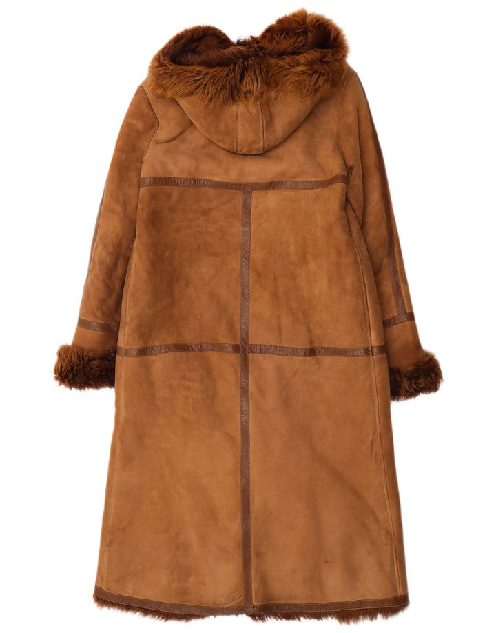 Cappotto in shearling vintage da donna UK 14 Marrone medio