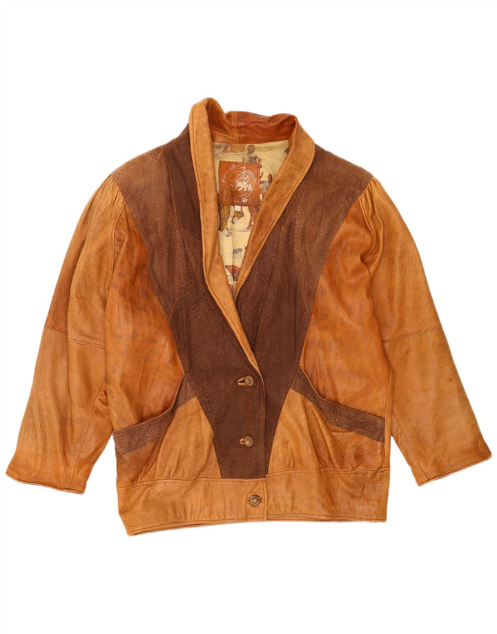 Giacca oversize da donna vintage UK 16 grande stampa animalier marrone
