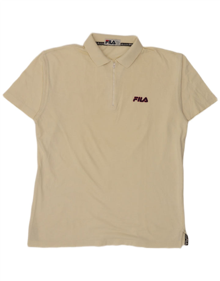 Polo da uomo Fila IT 52/54 Large in cotone bianco sporco