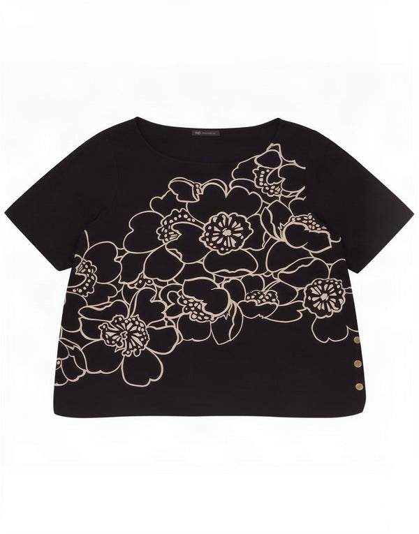 T-shirt da donna Marks & Spencer Top UK 24 4XL Viscosa floreale blu navy