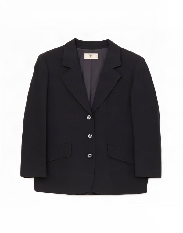 Valentino Womens 3 Button Blazer Jacket UK 16 Large Navy Blue Acetate