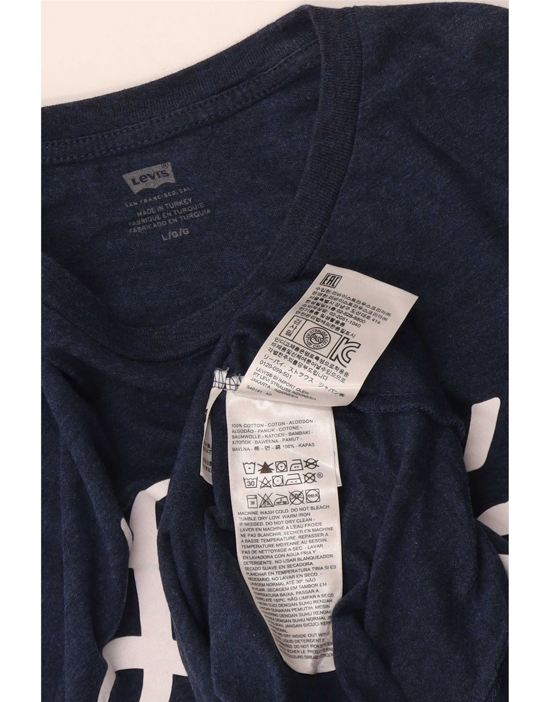 T-shirt grafica da uomo Levi's Top Large in cotone blu navy