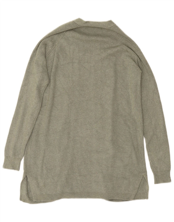 Maglione cardigan aperto da donna Marks & Spencer UK 10 piccolo verde viscosa