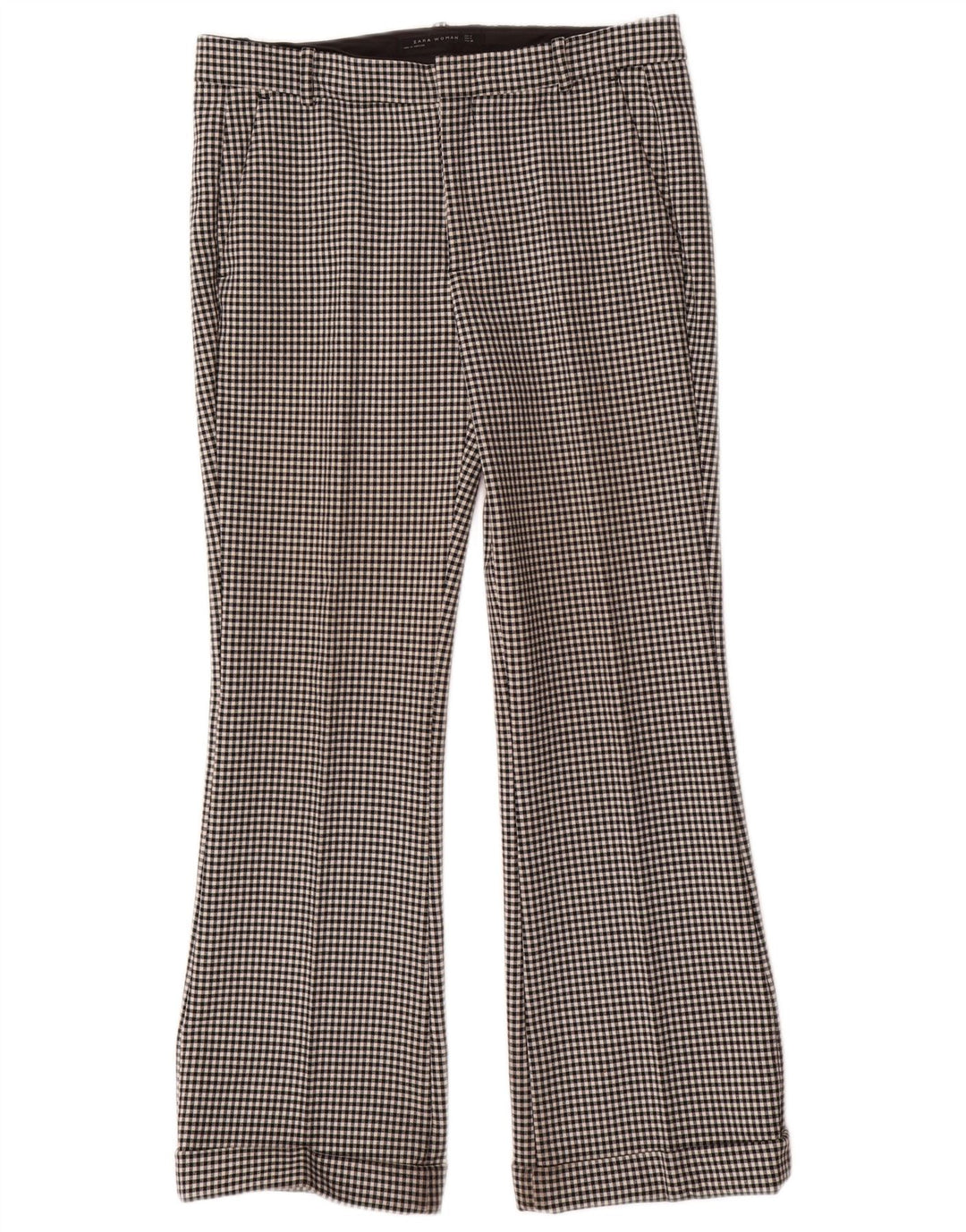 Pantaloni chino bootcut da donna Zara medi W28 L29 poliestere a quadretti neri