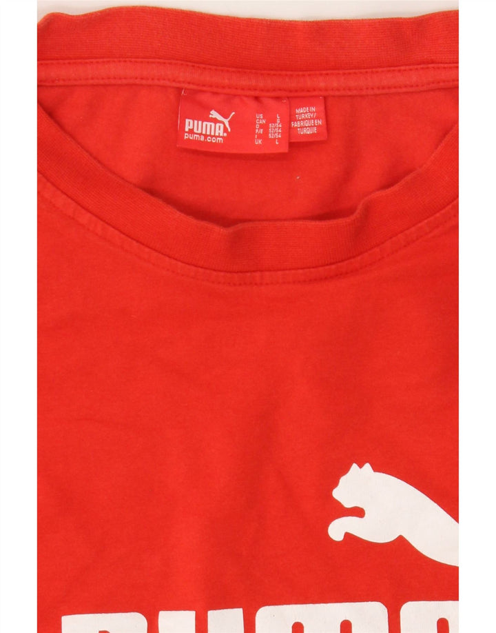PUMA Mens Graphic T-Shirt Top Large Red Vintage Puma and Second-Hand Puma from Messina Hembry 