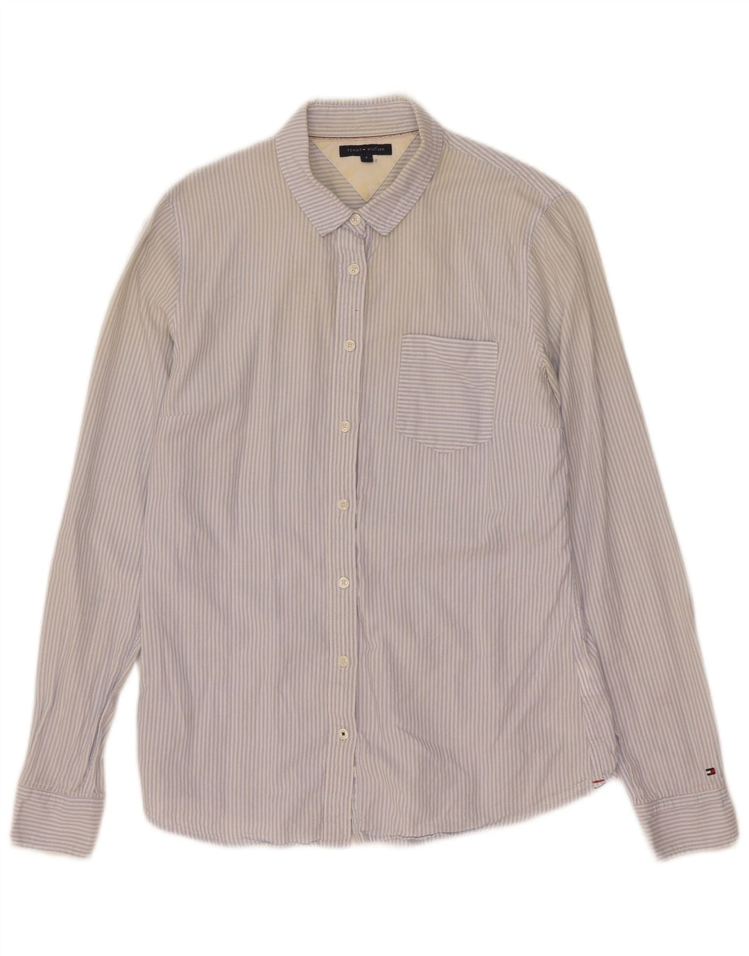 Camicia da donna Tommy Hilfiger US 6 cotone gessato blu medio