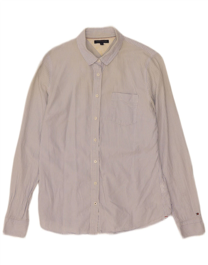 Camicia da donna Tommy Hilfiger US 6 cotone gessato blu medio