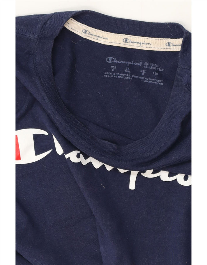 T-shirt grafica da donna CHAMPION Top UK 12 medio blu navy