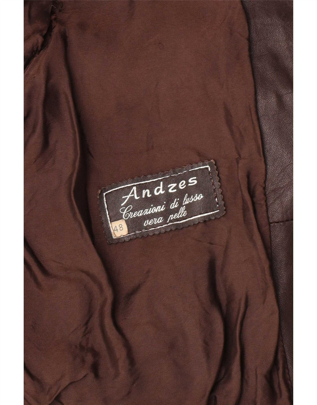Giacca bomber da uomo vintage in pelle IT 48 in pelle marrone medio