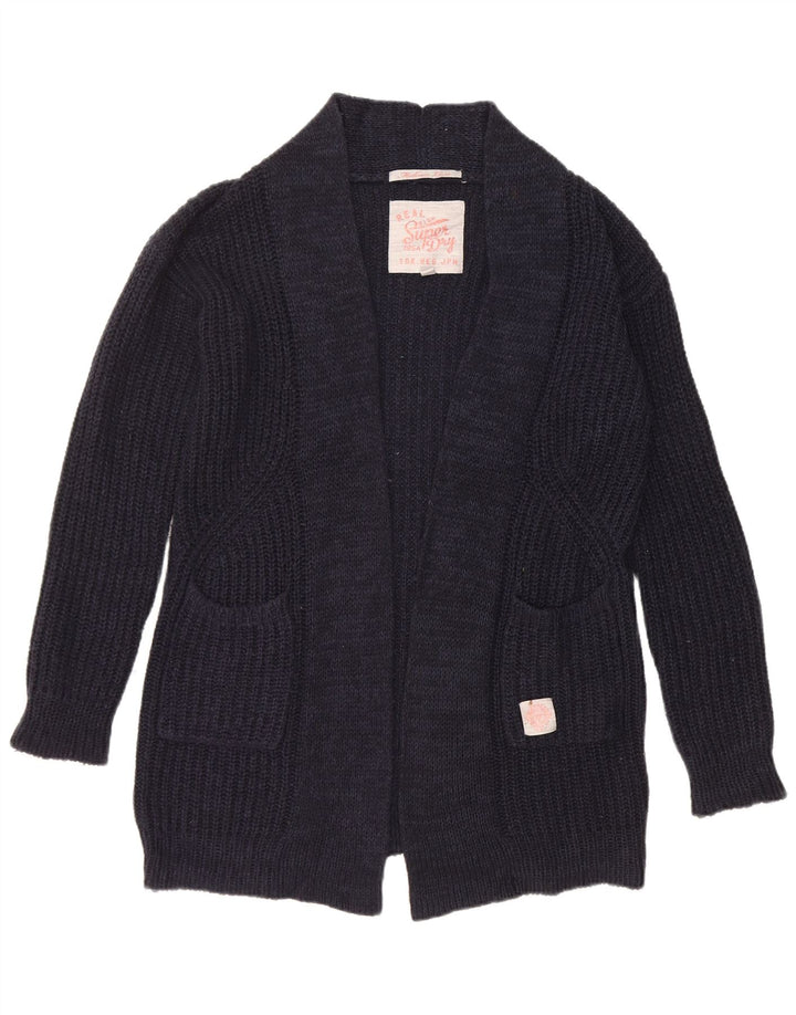 Maglione cardigan lungo oversize da donna Superdry UK 10 piccolo blu navy