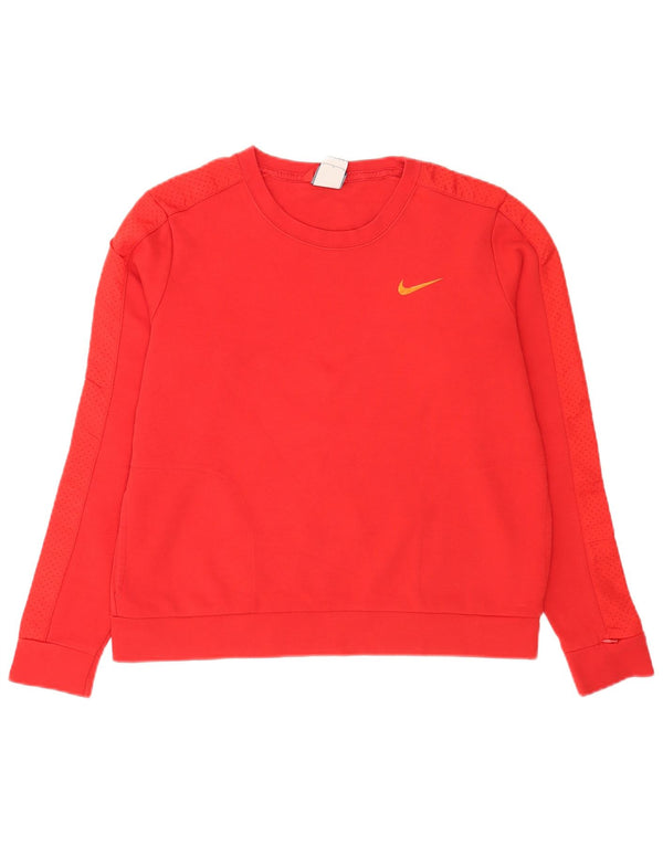 Felpa Nike Donna Regular Fit Felpa UK 14 Large Rosso Cotone Sport