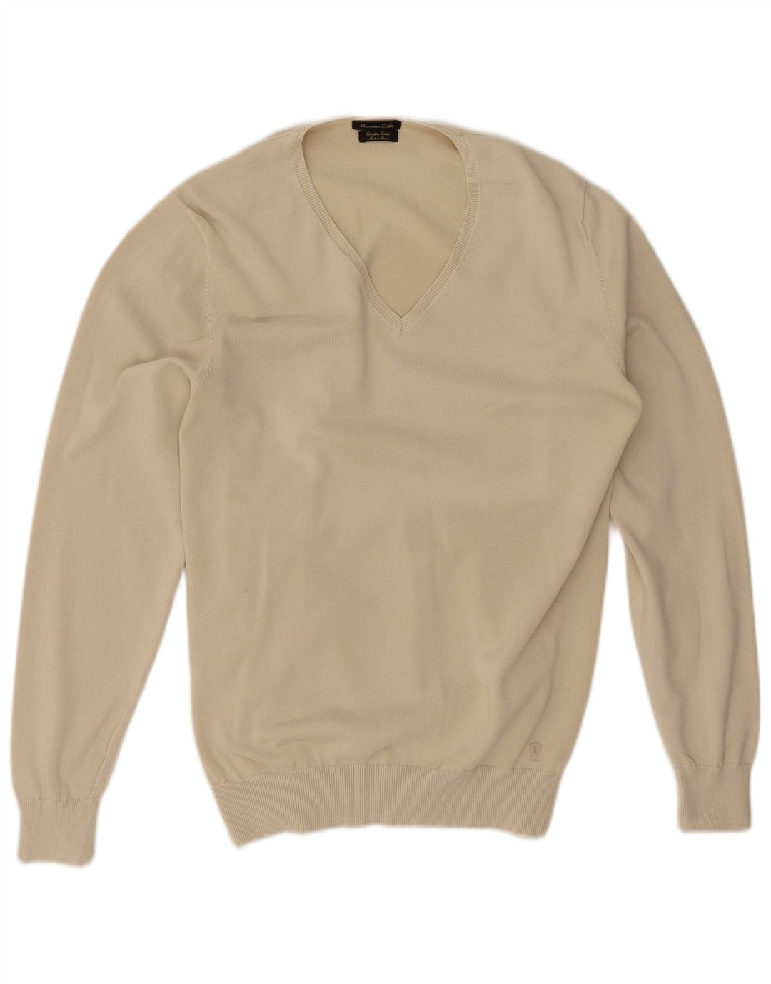 Maglione da uomo con scollo a V Massimo Dutti in cotone beige medio
