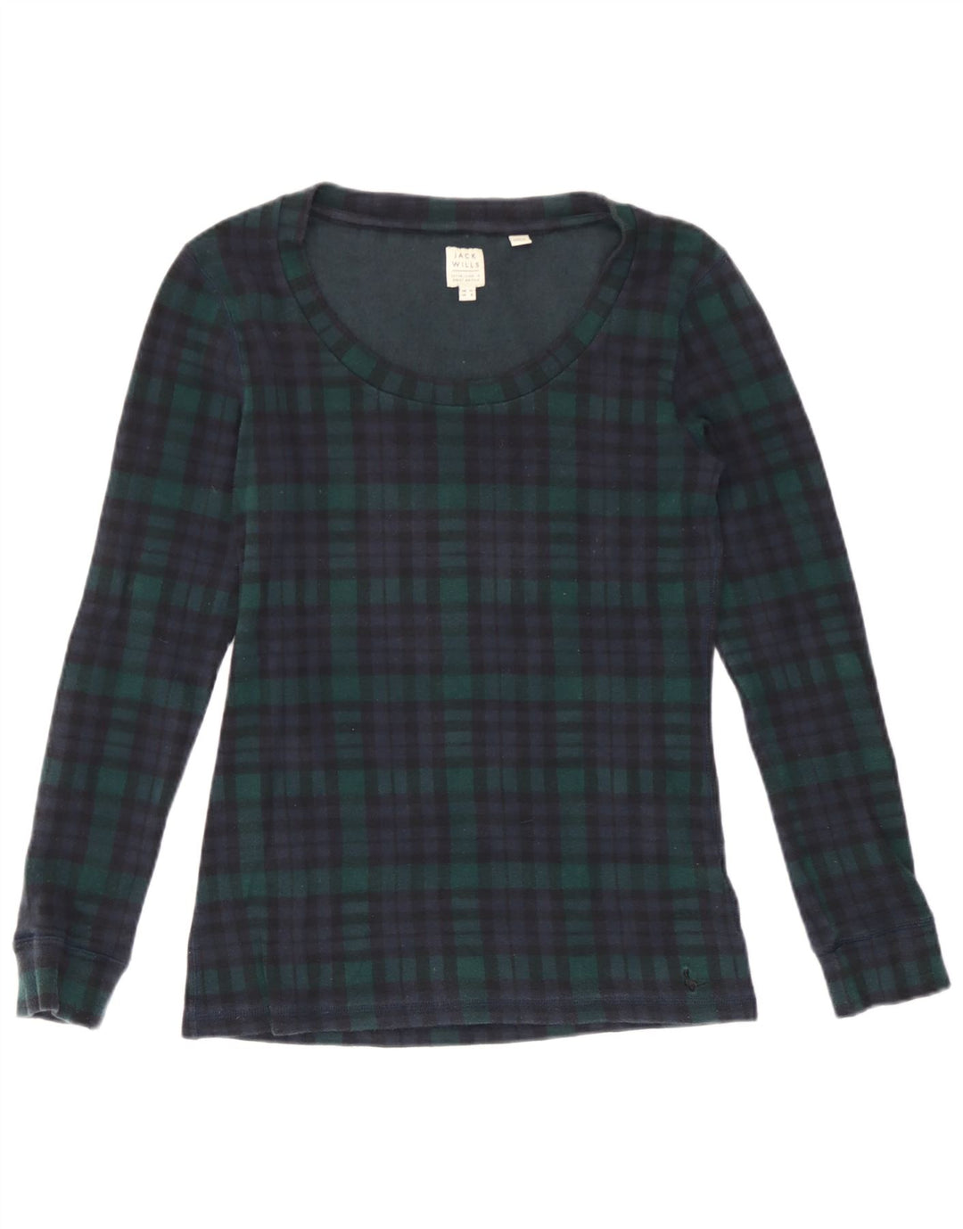 Jack Wills Top da donna a maniche lunghe UK 12 Cotone a quadri verde medio